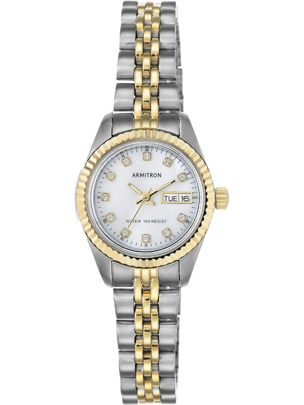 Armitron Women Silver White Genuine Crystal Accented Bracelet Round Luxury Watch